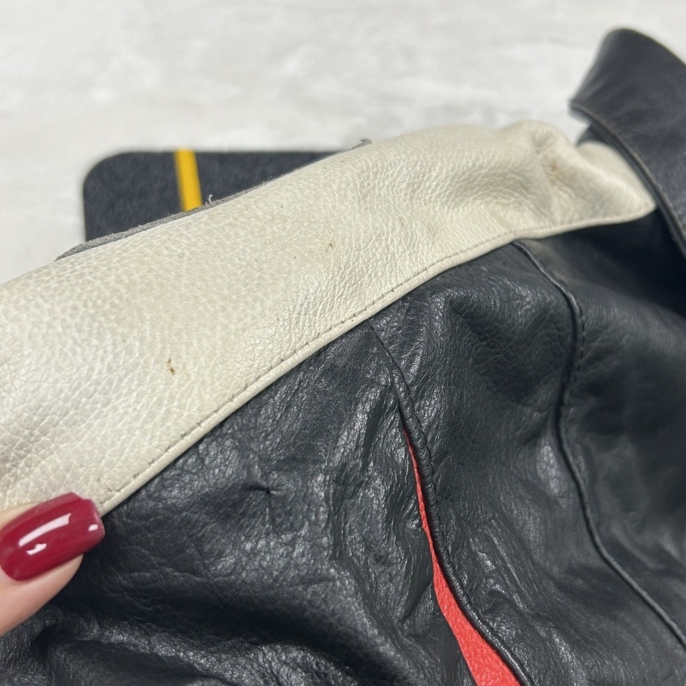 Unbranded Leather Jacket Mens L Black USA Sleeve Racing Bomber Moto F2 - Picture 8 of 10